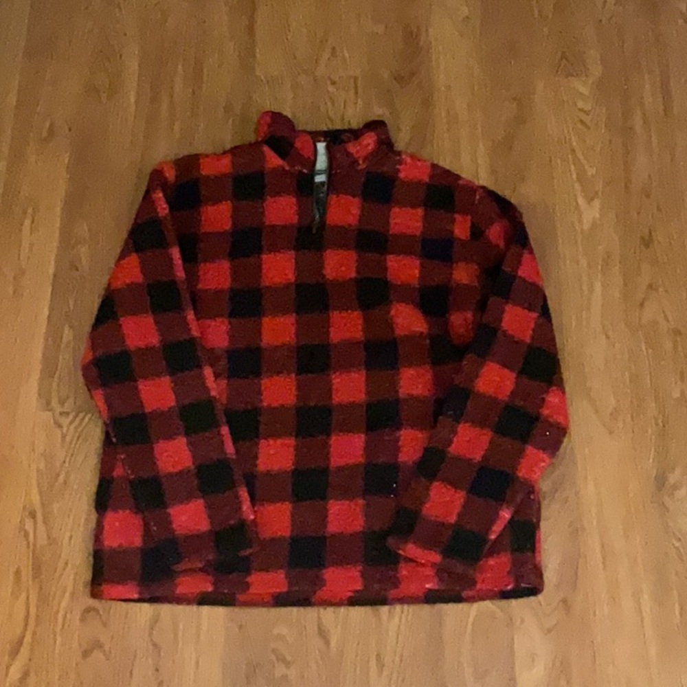 Women’s buffalo plaid Sherpa pullover
